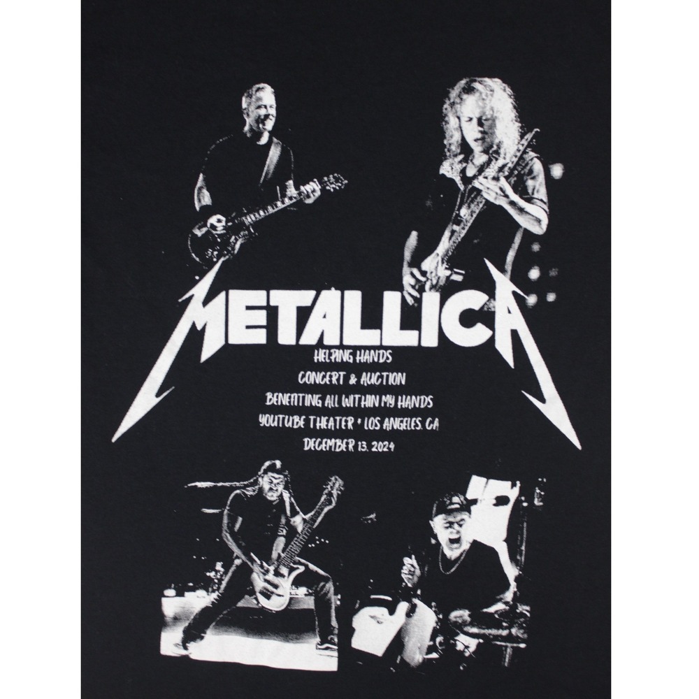 Metallica Helping Hands Concert 2024 Black Graphic T-Shirt Mens Small Fruit Loom